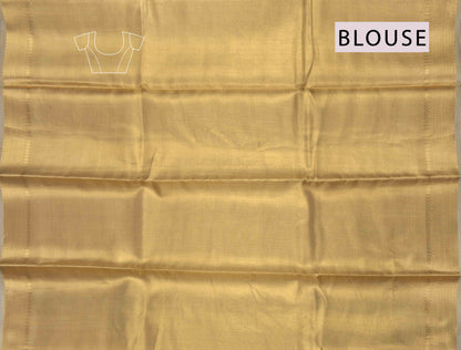 Golden Tissue Conifer Leaves Golden Zari Border Saree