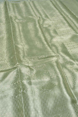 Green Tissue  Paisely Pattern Self Border Saree