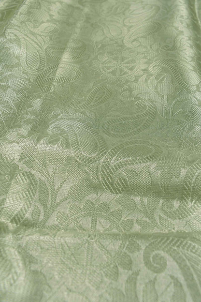 Green Tissue  Paisely Pattern Self Border Saree