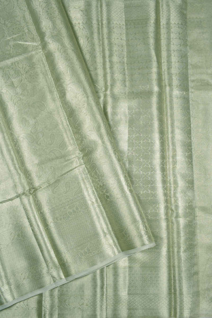 Green Tissue  Paisely Pattern Self Border Saree