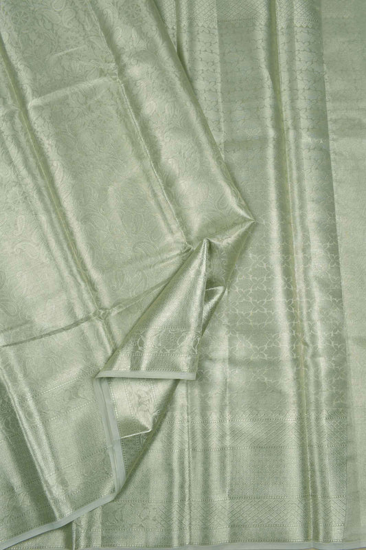 Green Tissue  Paisely Pattern Self Border Saree