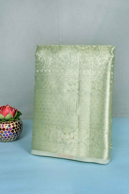 Green Tissue  Paisely Pattern Self Border Saree