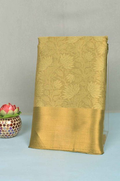 Golden Mustard Tissue Fancy Floral Design Zari Border Saree