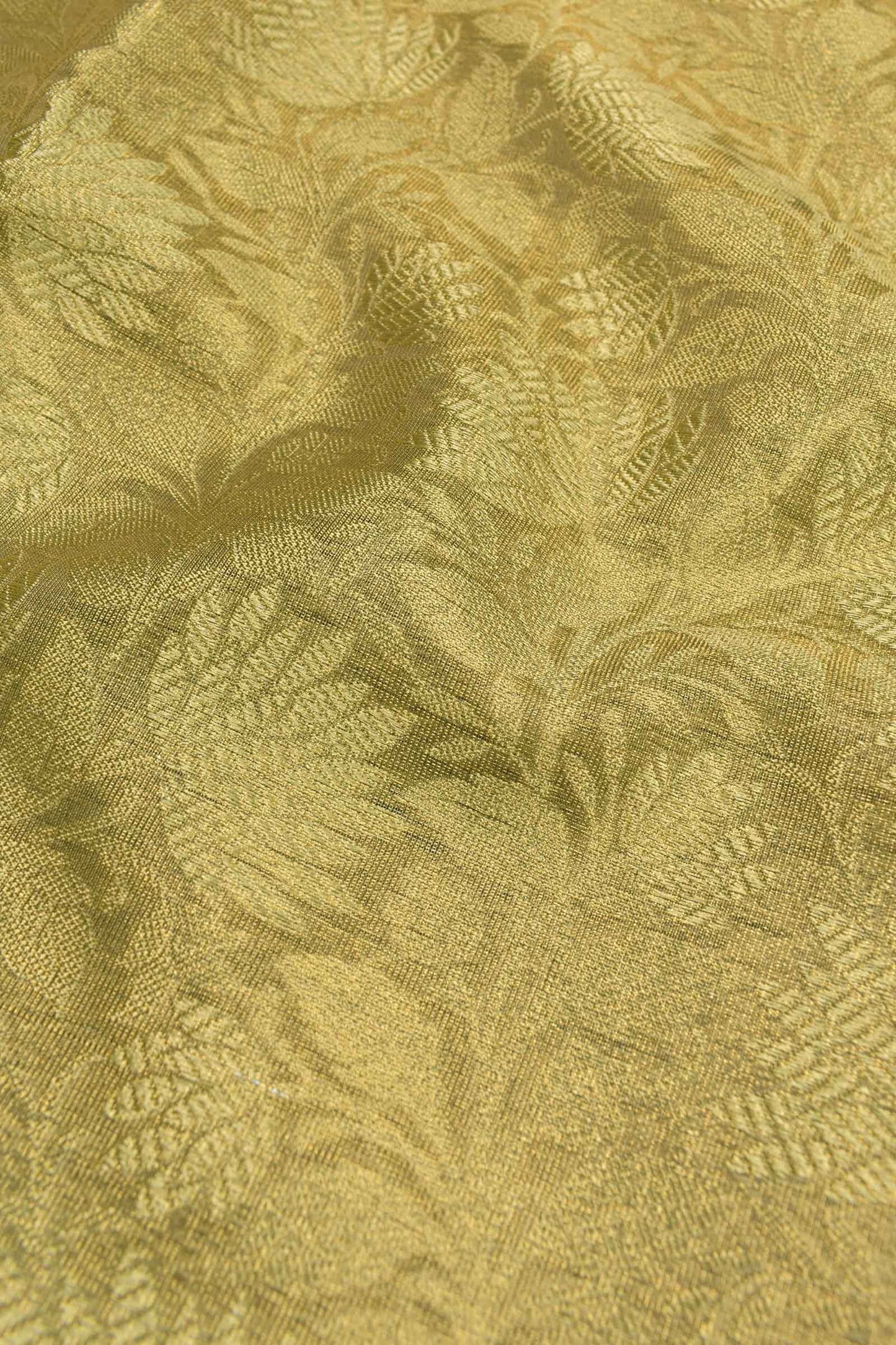 Golden Mustard Tissue Fancy Floral Design Zari Border Saree