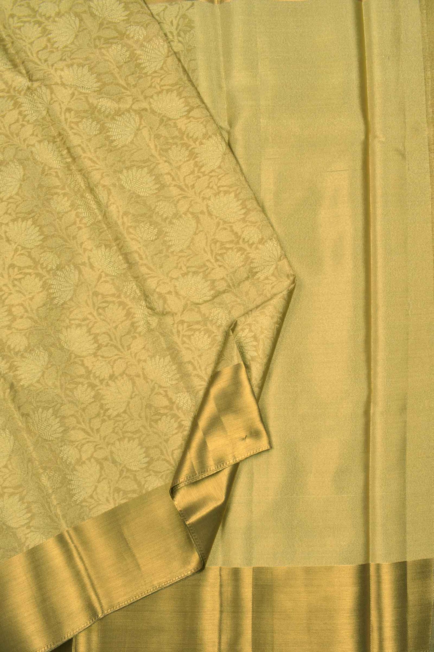 Golden Mustard Tissue Fancy Floral Design Zari Border Saree