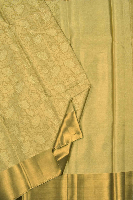 Golden Mustard Tissue Fancy Floral Design Zari Border Saree