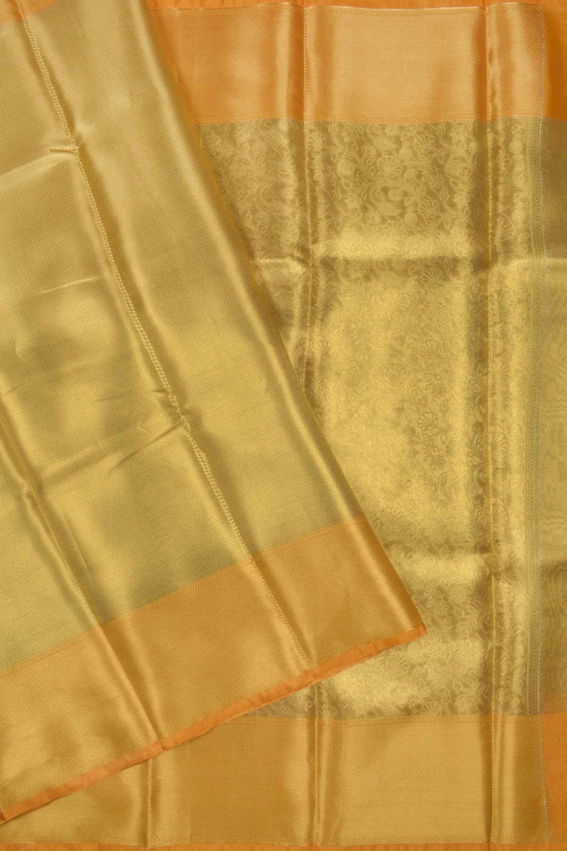 Golden Tissue Zari Lines Golden Zari Border Saree