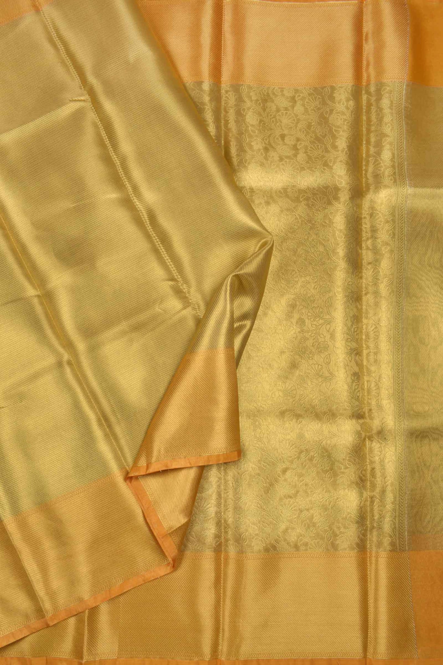 Golden Tissue Zari Lines Golden Zari Border Saree