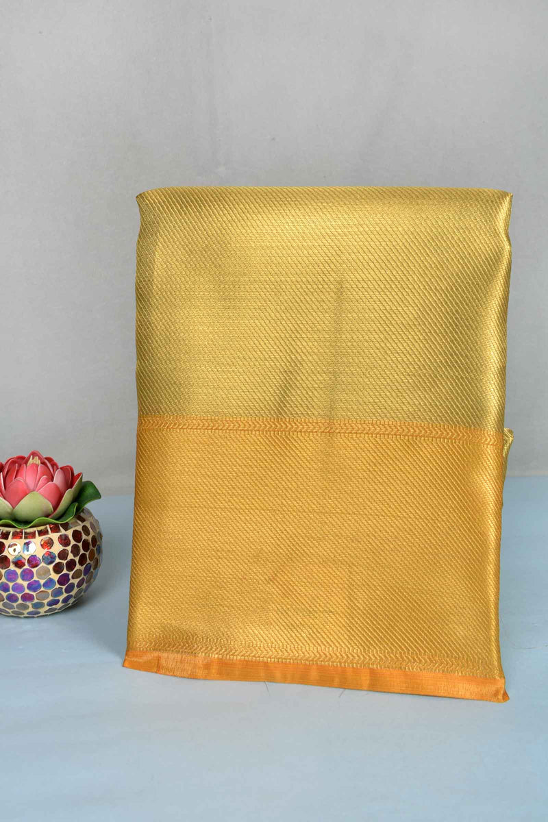 Golden Tissue Zari Lines Golden Zari Border Saree