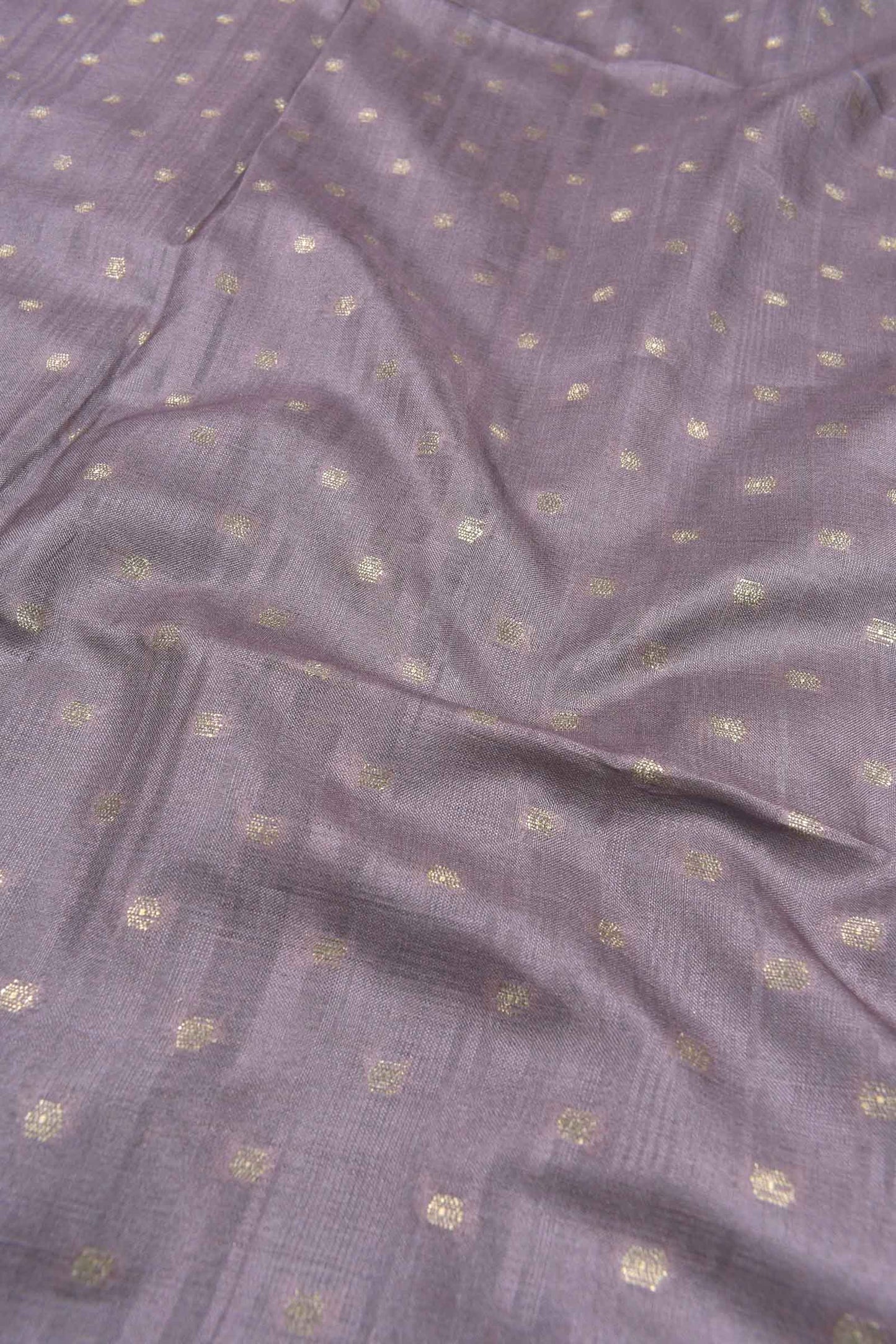 Light Violet Semi Tussar Fancy Zari Dots Butta Floral Pallu Saree