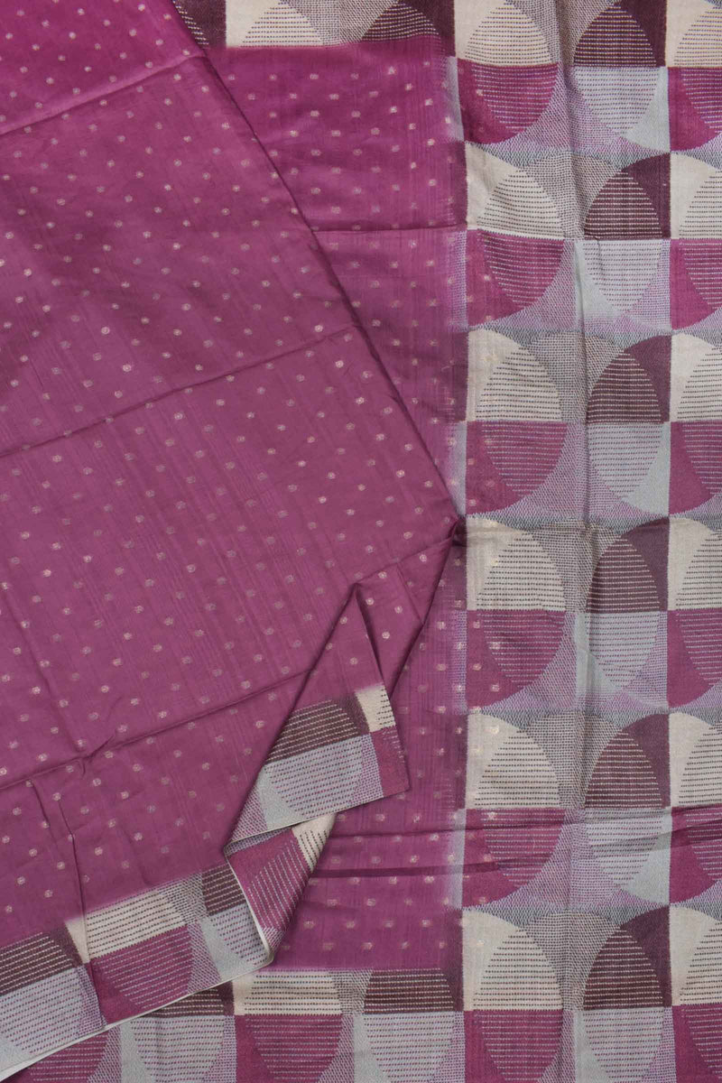 Plum Purple Semi Tussar Zari Dots Butta Fancy Pallu Saree