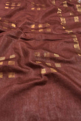 Brown Bengal Cotton Fancy Butta Peacock Applique Pallu Saree