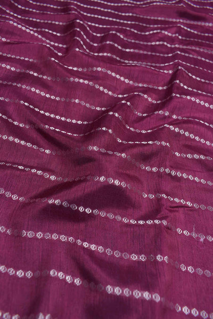 Burgundy Semi Dola Fancy Lines Printed Peacock Blue Border Saree