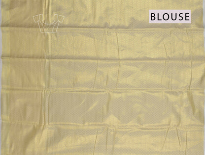 Golden Grey Semi Silk Mini Checks Butta Golden Pallu Border Saree