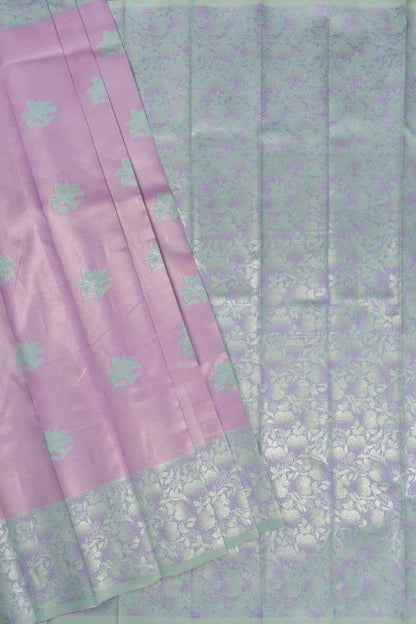 Light Violet Semi Silk Flowers Butta Floral Flowers Pallu Saree