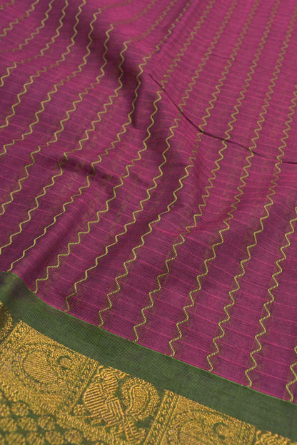 Pink Chettinad Pure Cotton Vari Butta Green Border Zari Pallu Saree