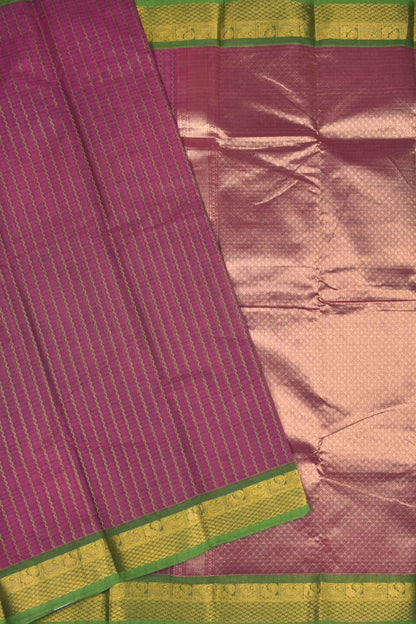 Pink Chettinad Pure Cotton Vari Butta Green Border Zari Pallu Saree