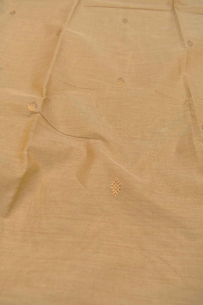 Light Sandal Chettinad Pure Cotton Golden Border Yazhi Pallu Saree