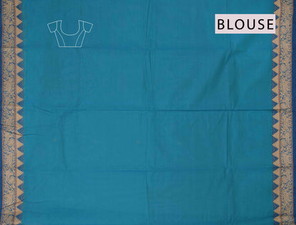 Blue Chettinad Pure Cotton Mini Butta Yazhi Pallu Saree