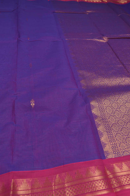 Violet Chettinad Pure Cotton Pink Golden Border Rich Zari Pallu Saree