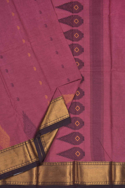 Purple Chettinad Pure Cotton Mango Butta Tower Butta Border Saree