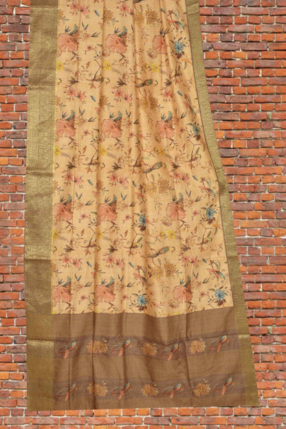 Sandal Semi Tussar Spring  Wonderland Brocade Border Saree