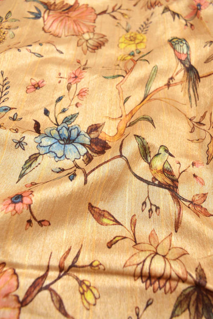 Sandal Semi Tussar Spring  Wonderland Brocade Border Saree
