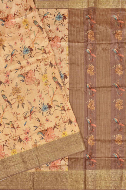 Sandal Semi Tussar Spring  Wonderland Brocade Border Saree
