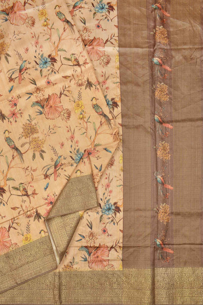 Sandal Semi Tussar Spring  Wonderland Brocade Border Saree