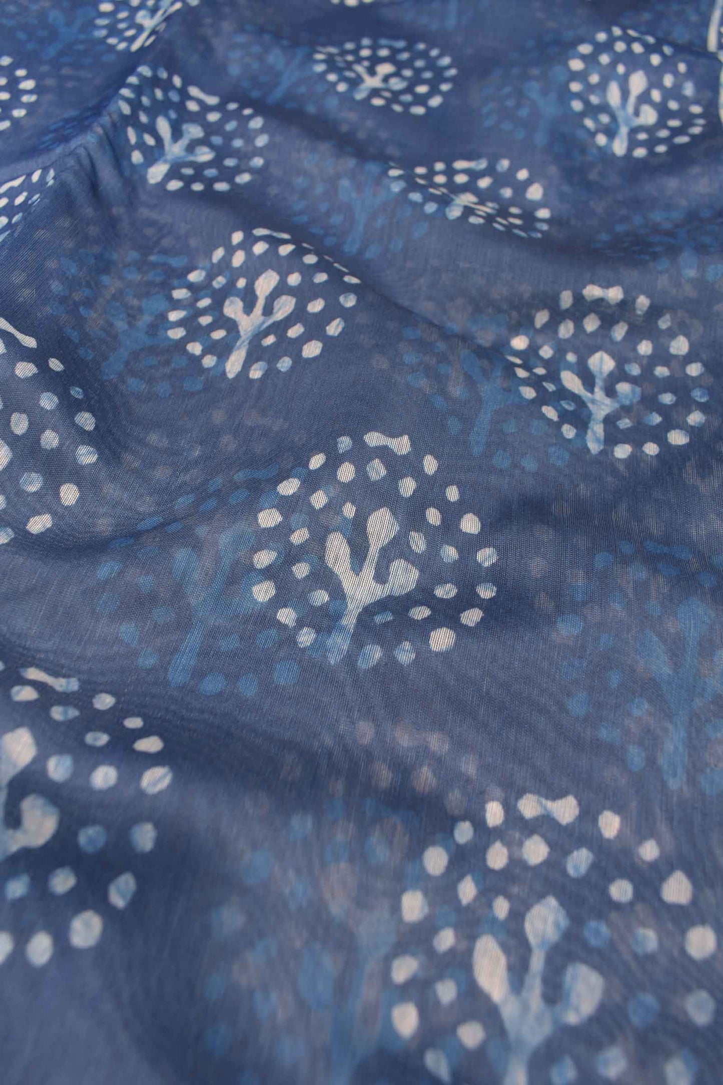 Blue With White Semi Chanderi Cotton Fancy Butta Digital Print Elephant Pallu Saree