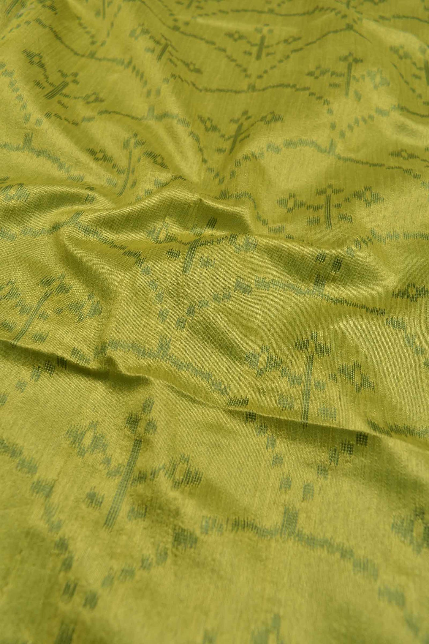 Green Semi Tussar Floral Design Printed Geometric Border Pallu Saree