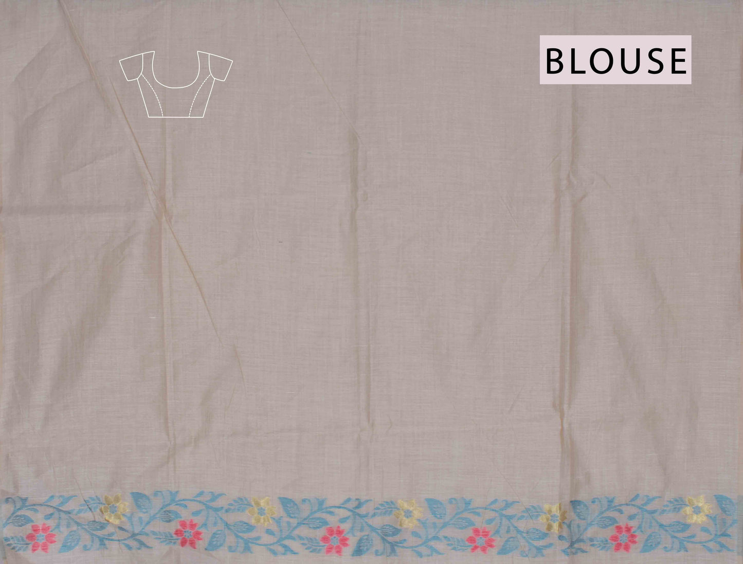 Off White Semi Tussar Flowers Butta Floral Flowers Border Pallu Saree