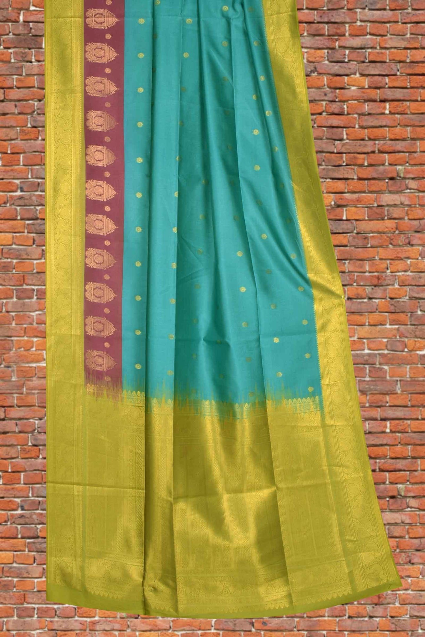 Ramar Green Semi Tussar Little Flowers Butta Charriot Border Zari Pallu Saree