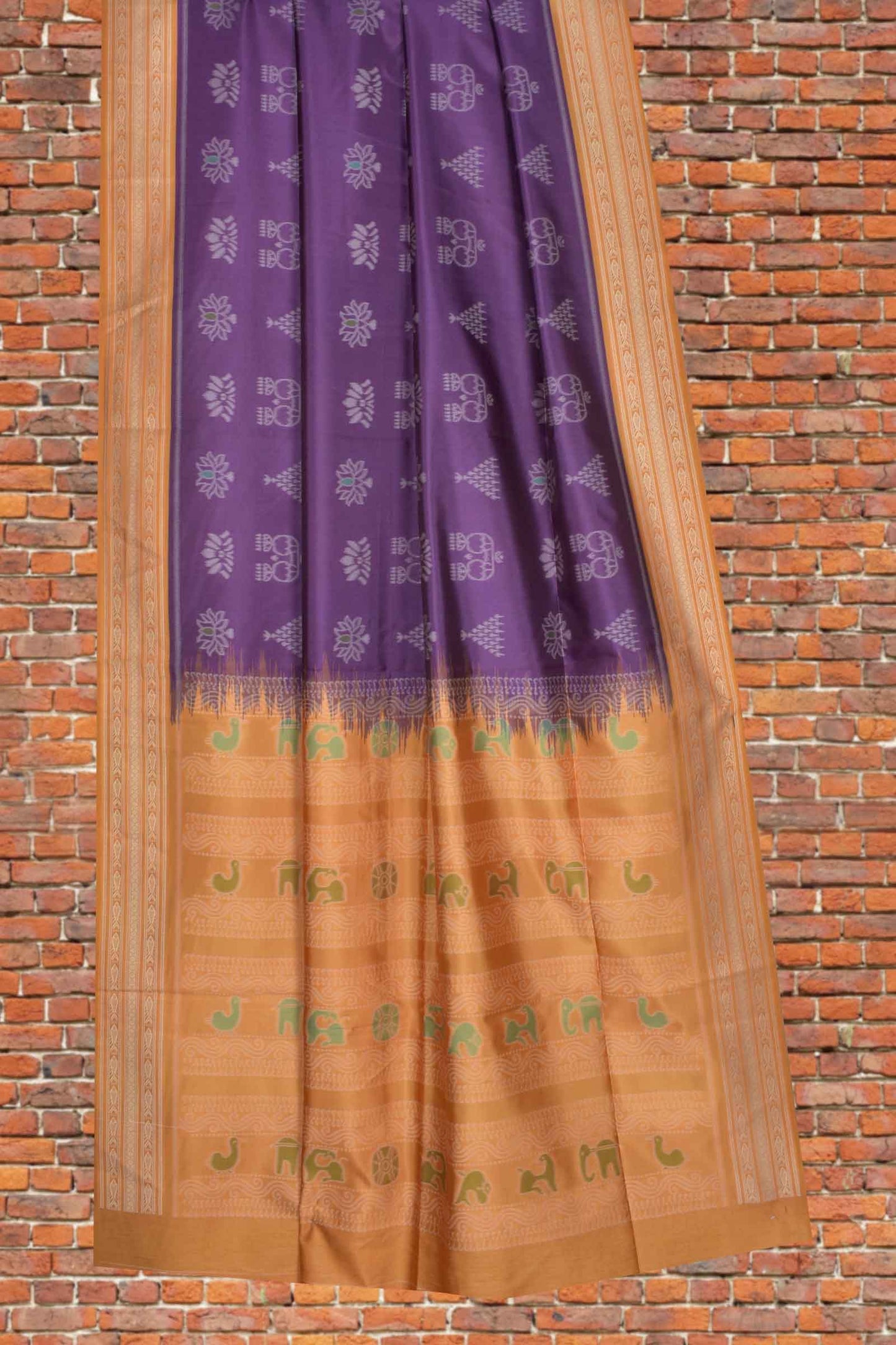 Violet Semi Tussar Fancy Design Printed Contrast Border Pallu Saree