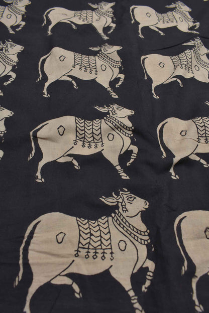 Black Cotton Chudithar Material Pichwai Cow Design Suit