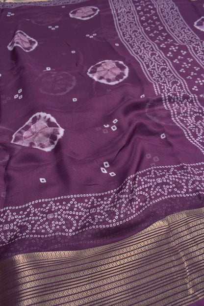 Burgundy Soft Marshmallow Batik Style Prints Zari Border Saree