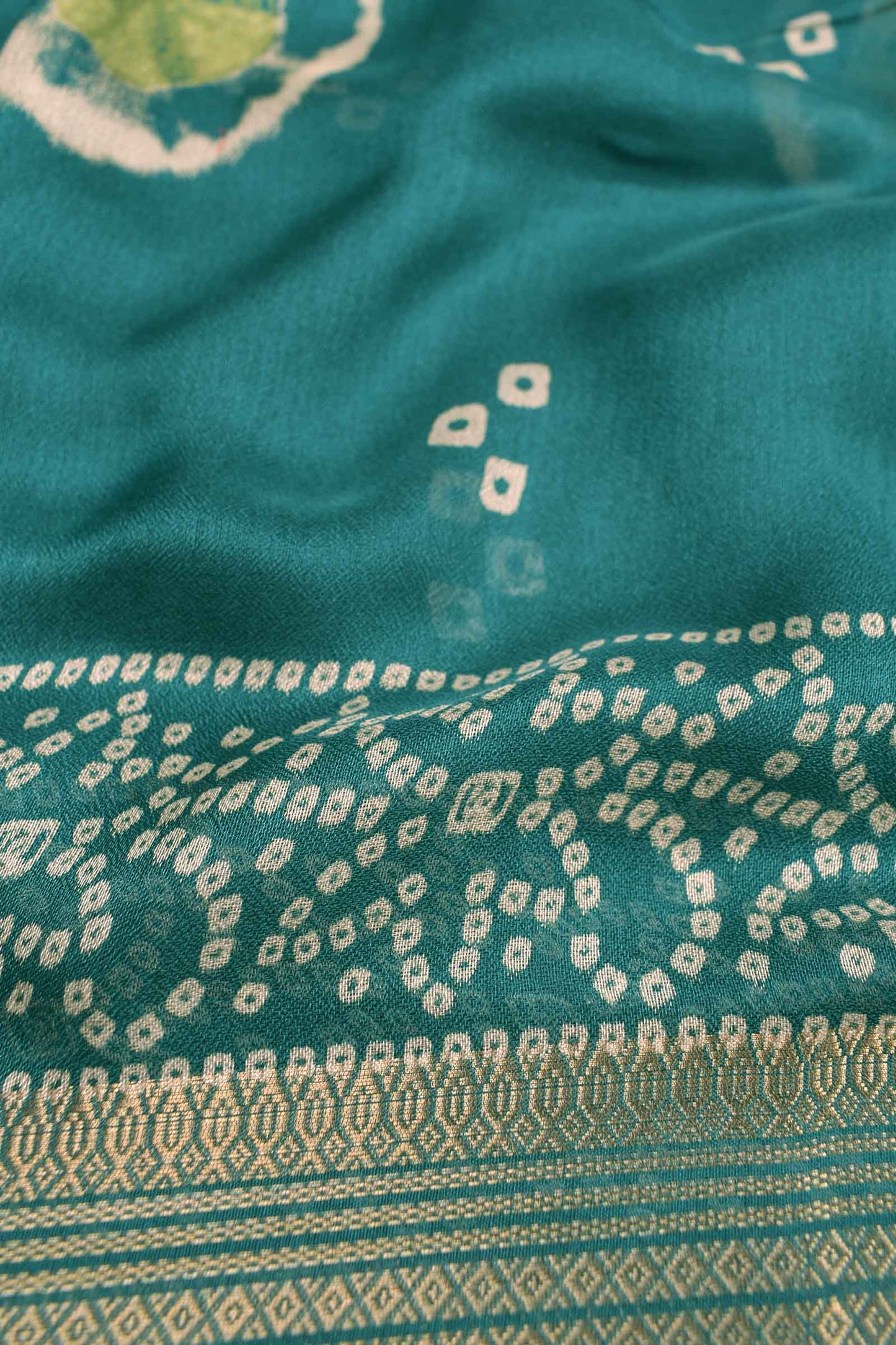 Sea Blue Soft Marshmallow Batik Style Prints Zari Border Saree