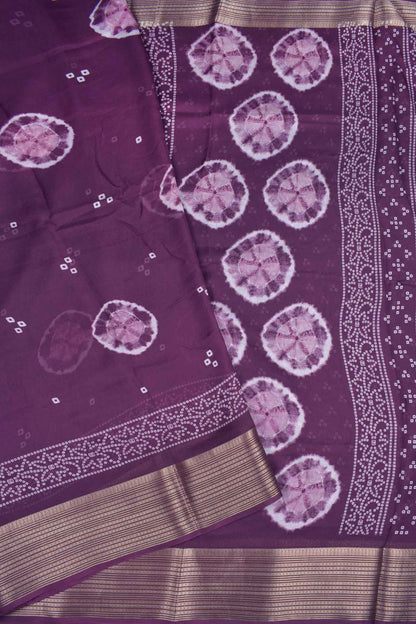 Burgundy Soft Marshmallow Batik Style Prints Zari Border Saree