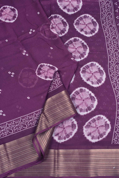 Burgundy Soft Marshmallow Batik Style Prints Zari Border Saree