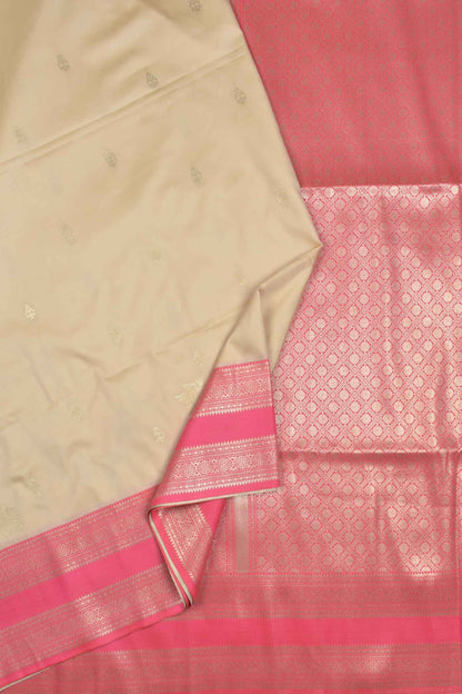 Sandal Annam Butta Contrast Border Pallu Semi Soft Silk Saree