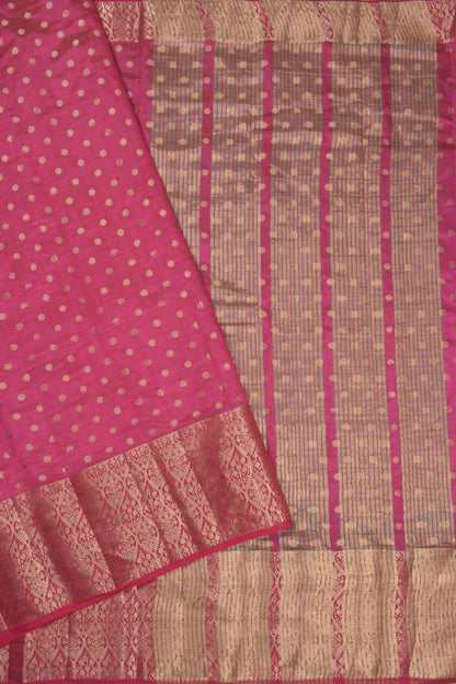 Red Semi Tussar Dots Butta Banaras Border Pallu Saree