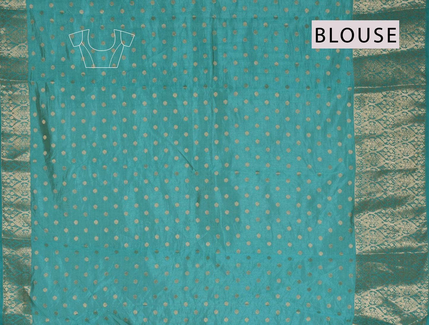 Blue Semi Tussar Dots Butta Banaras Border Pallu Saree