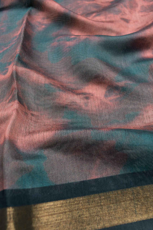 Green Mumbai Soft Cotton Fancy Shibori Style Prints Zari Border Saree