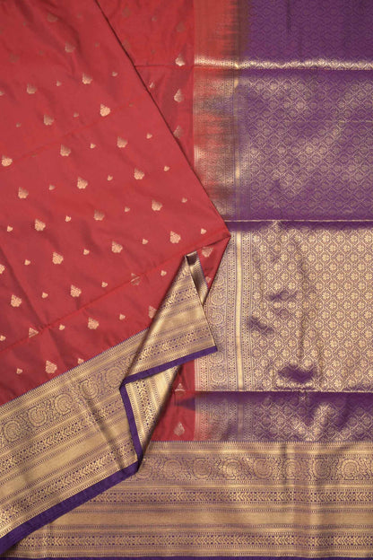 Red Mini Butta Contrast Border Pallu Semi Soft Silk Saree