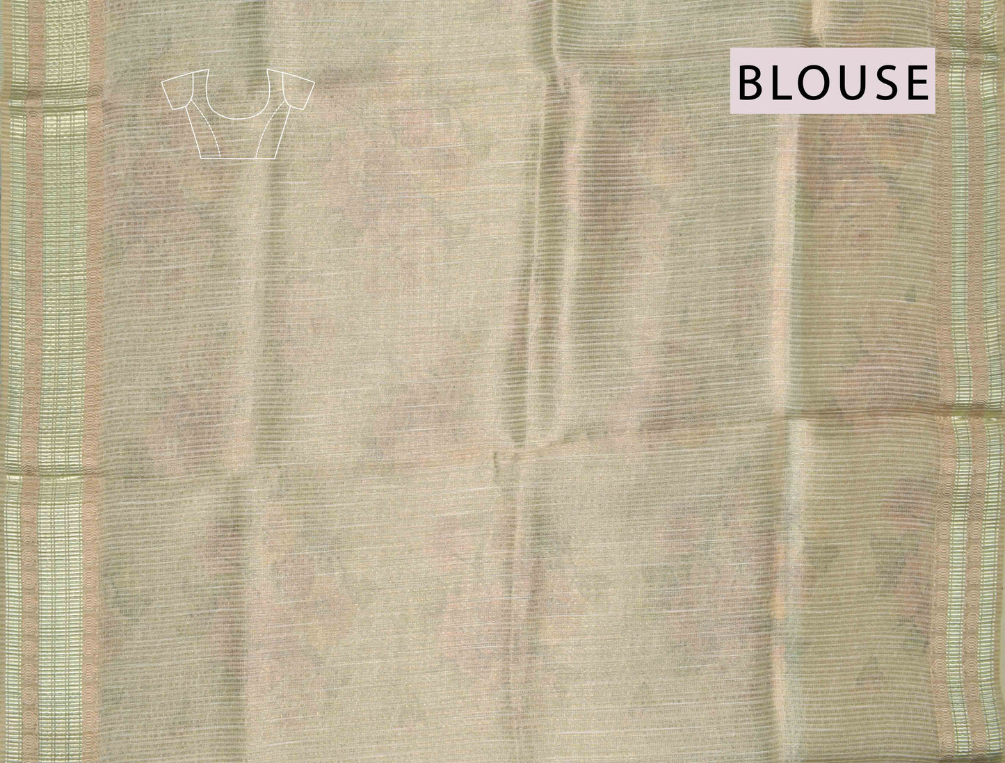 Sandal Semi Linen Floral Bunch Zari Lines Tissue Saree