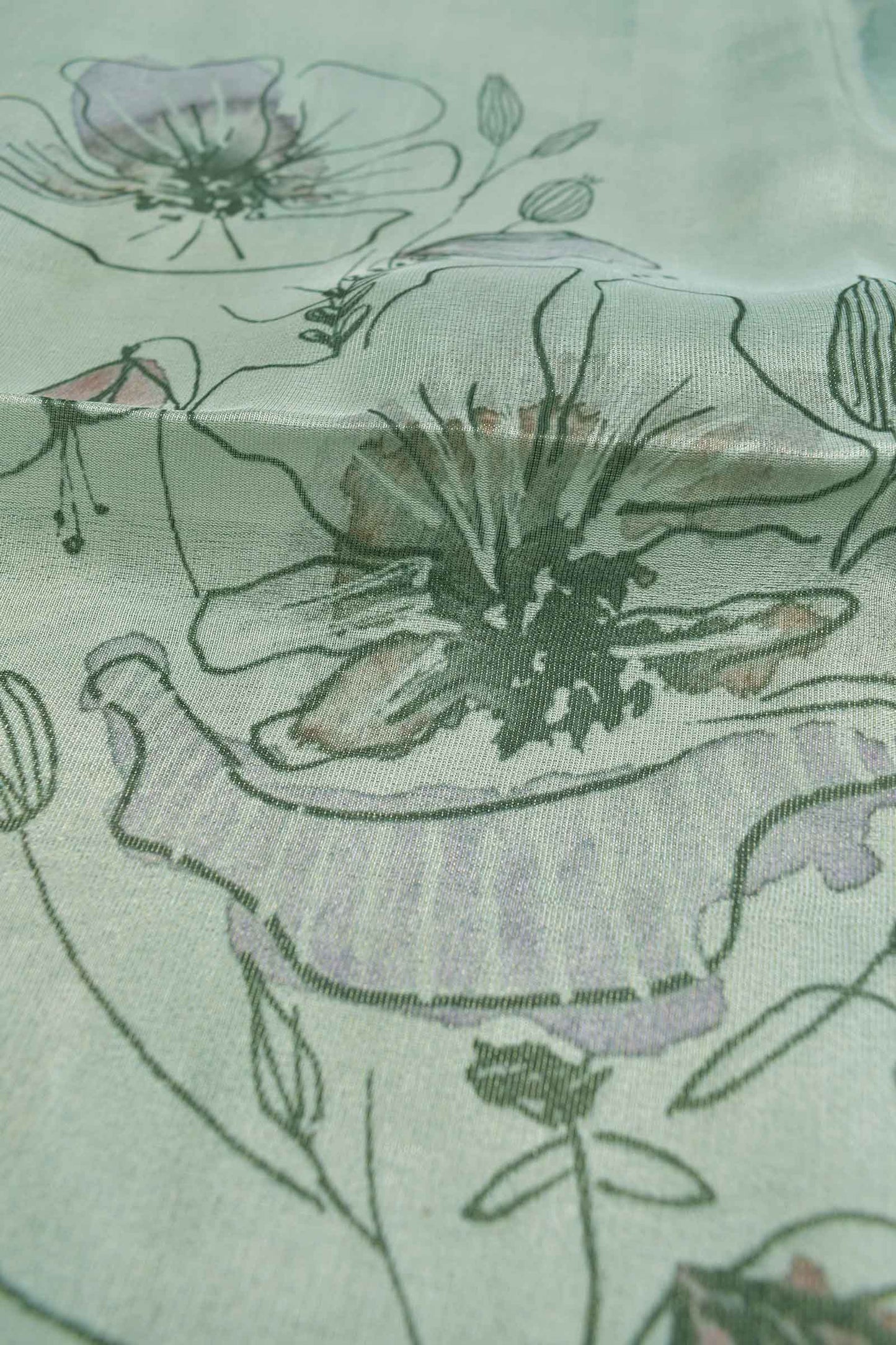 Powder Blue Tissue Fancy Cotton Dreamy Floral Saree