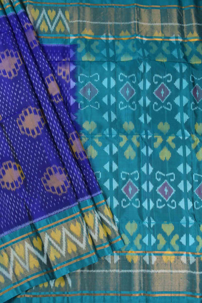 Medium Blue Pure Soft Silk Ikkat Pochampalli Fancy Pallu Saree NAA204