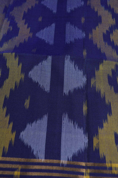 Pistha Green Pure Soft Silk Ikkat Pochampalli Contrast Fancy Border Pallu Saree NAA203