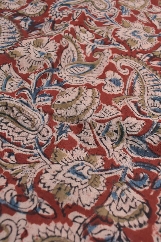 Maroon Kalamkari Pure Cotton Pretty Paisley Printed Saree