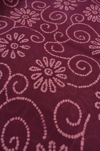Maroon Pure Sungudi Cotton Contrast Floral Fancy Printed Saree